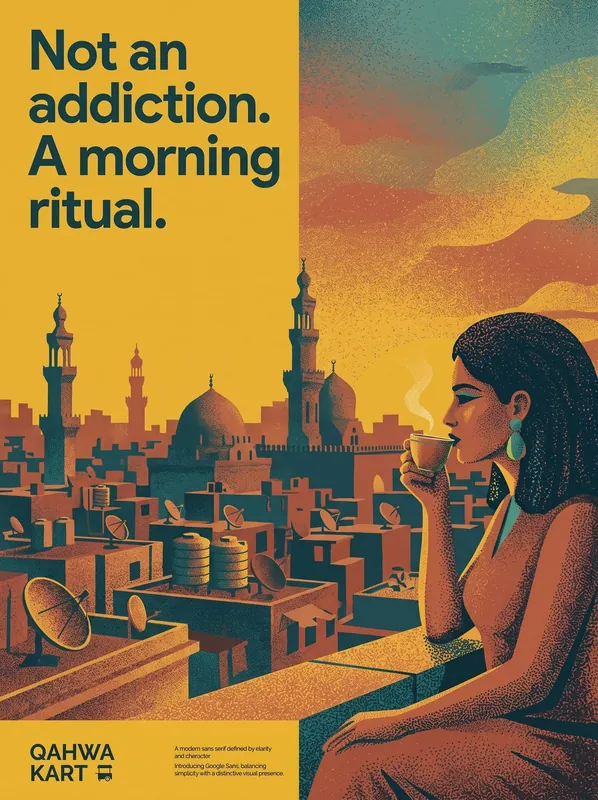 Qahwa Kart coffee cart — illustrated ad