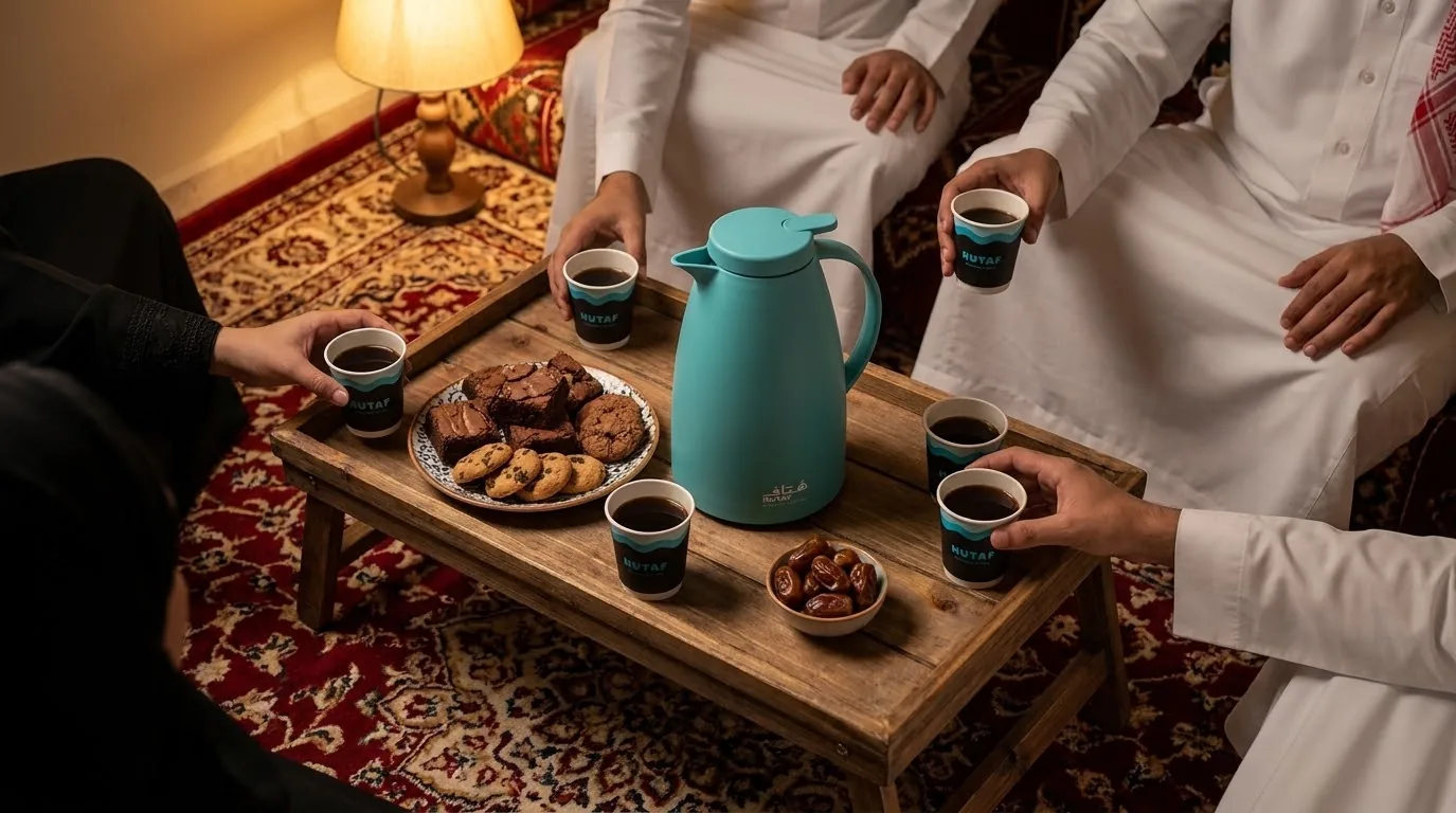 جمعة في المجلس مع بوكس قهوة هُتاف وأكواب وحلا وتمر